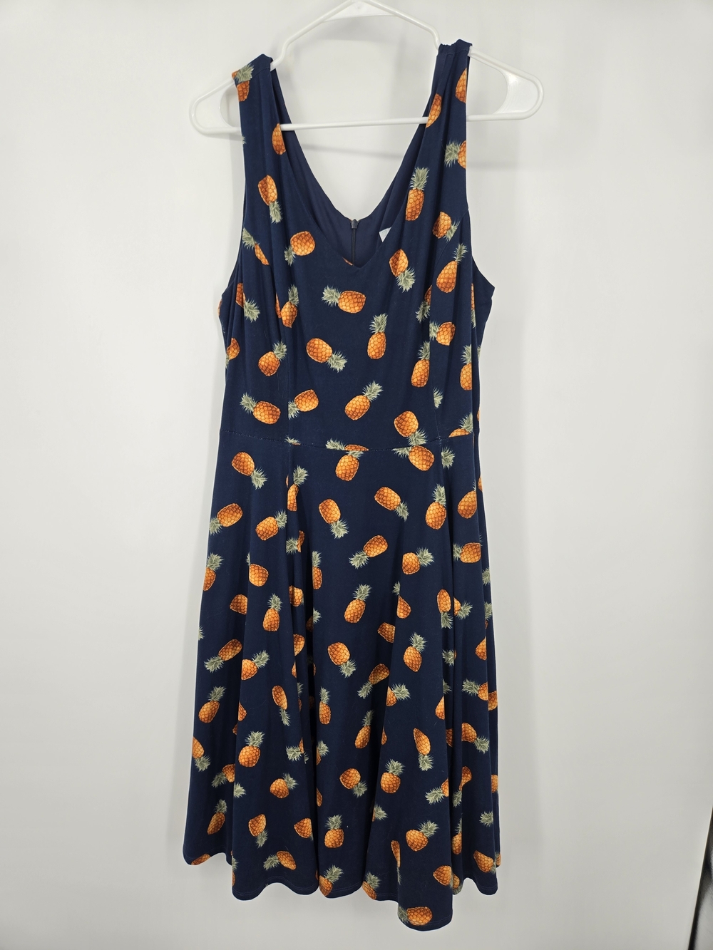 Eva Rose Navy Pineapple-Print Midi Dress XL